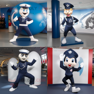 Navy Acrobat mascot costume character dressed with Leggings and Caps