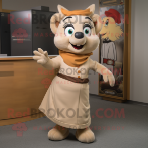 Tan Alliance mascot costume character dressed with Pencil Skirt and Mittens