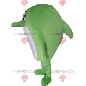 Mascotte de gros poisson vert et blanc de dauphin -