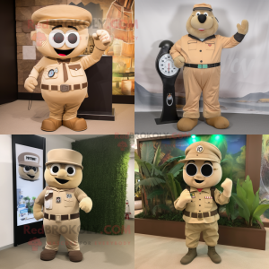 Tan Hourglass mascot costume character dressed with Cargo Pants and Bracelet watches