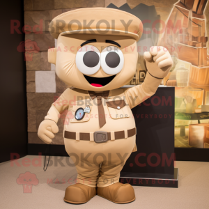 Tan Hourglass mascot costume character dressed with Cargo Pants and Bracelet watches