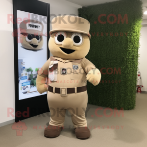 Tan Hourglass mascot costume character dressed with Cargo Pants and Bracelet watches