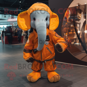 Orange Elephant mascot costume character dressed with Moto Jacket and Backpacks