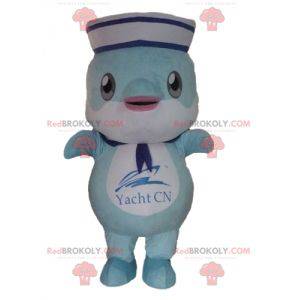 Blue dolphin fish mascot dressed as a sailor - Redbrokoly.com