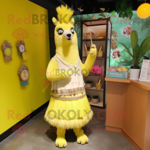 Geel lama mascotte kostuum...