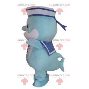 Blue dolphin fish mascot dressed as a sailor - Redbrokoly.com