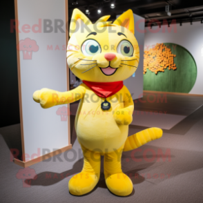 Yellow Cat mascot costume character dressed with Turtleneck and Ties