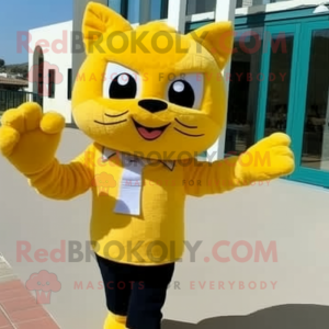 Yellow Cat maskot drakt...