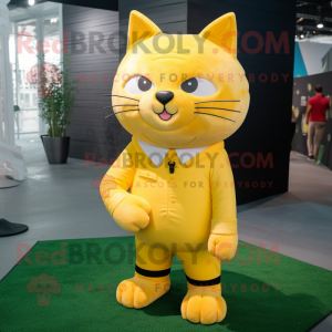 Yellow Cat maskot drakt...