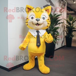 Yellow Cat maskot drakt...