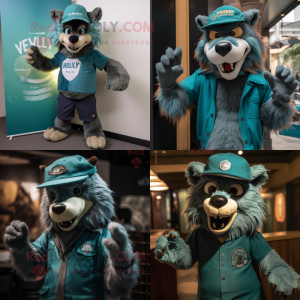 Teal weerwolf mascotte...