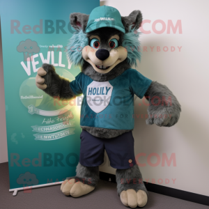 Teal weerwolf mascotte...