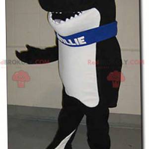 Mascote preto e branco da baleia assassina - mascote Willie -