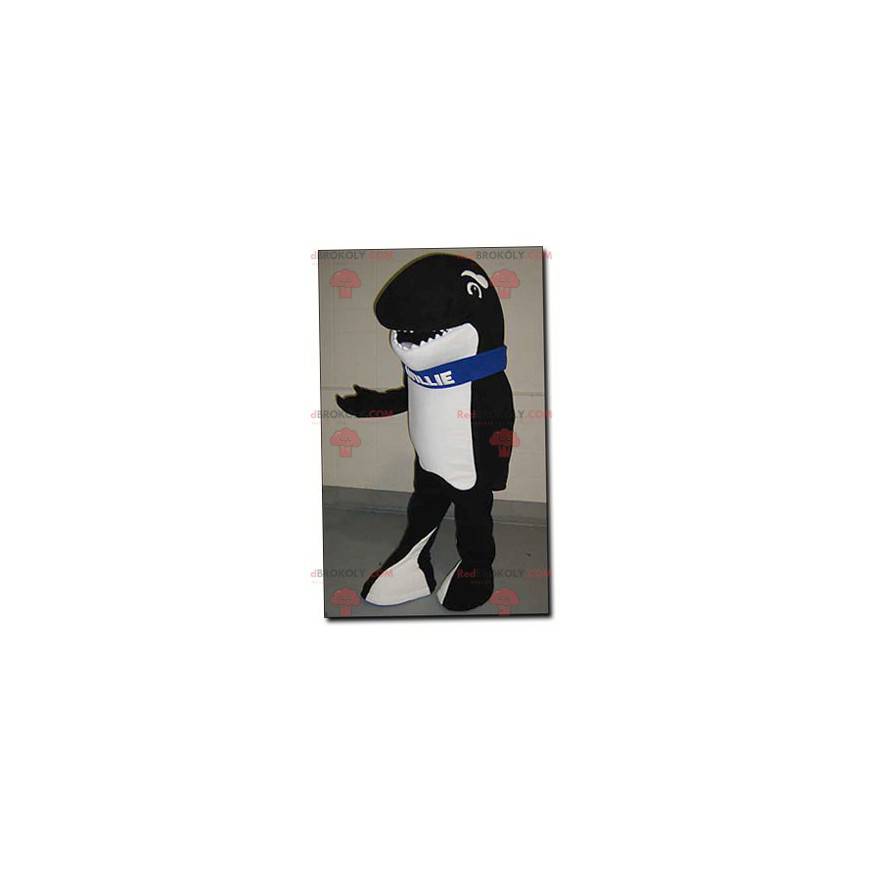 Mascota de ballena asesina en blanco y negro - mascota Willie -