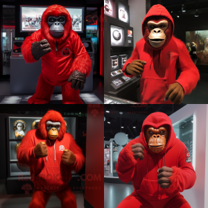 Rød Gorilla maskot kostume...