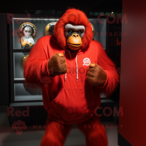 Röd Gorilla maskot kostym...