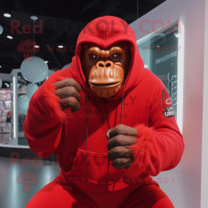 Rød Gorilla maskot kostume...