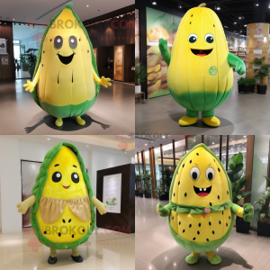 Yellow Watermelon mascot costume character dressed with Tank Top and Shawl pins