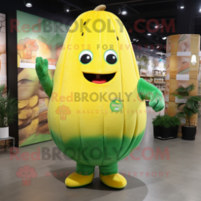 Yellow Watermelon mascot costume character dressed with Tank Top and Shawl pins