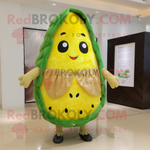 Yellow Watermelon mascot costume character dressed with Tank Top and Shawl pins