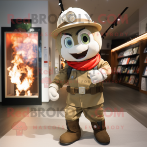Olive fire fighter mascot costume character dressed with Moto Jacket and Hat pins