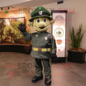 Olive fire fighter mascot costume character dressed with Moto Jacket and Hat pins