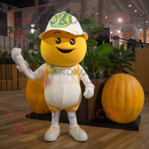 White Grapefruit mascot costume character dressed with Cargo Shorts and Hairpins