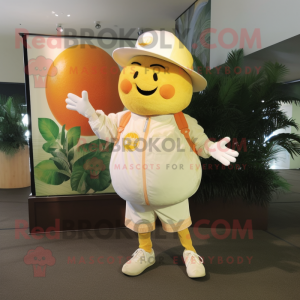 White Grapefruit mascot costume character dressed with Cargo Shorts and Hairpins