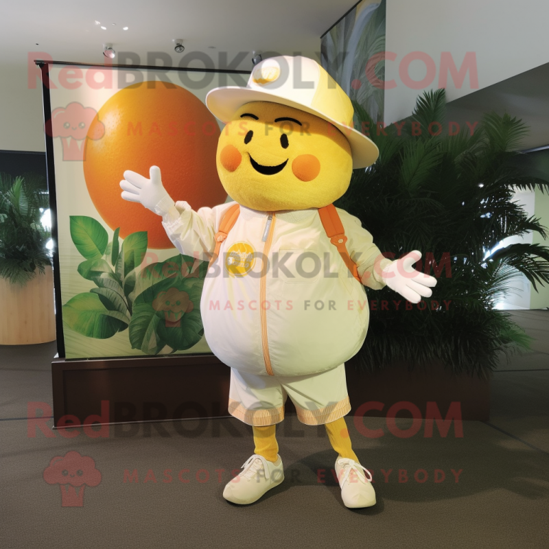 White Grapefruit mascot costume character dressed with Cargo Shorts and Hairpins White Grapefruit mascot costume character dressed with Cargo Shorts and Hairpins