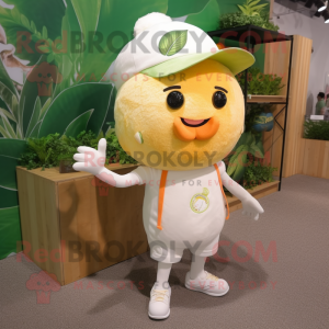 White Grapefruit mascot costume character dressed with Cargo Shorts and Hairpins