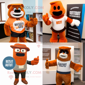 Rust Attorney mascot costume character dressed with T-Shirt and Mittens