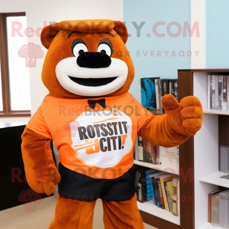 Rust Attorney mascot costume character dressed with T-Shirt and Mittens