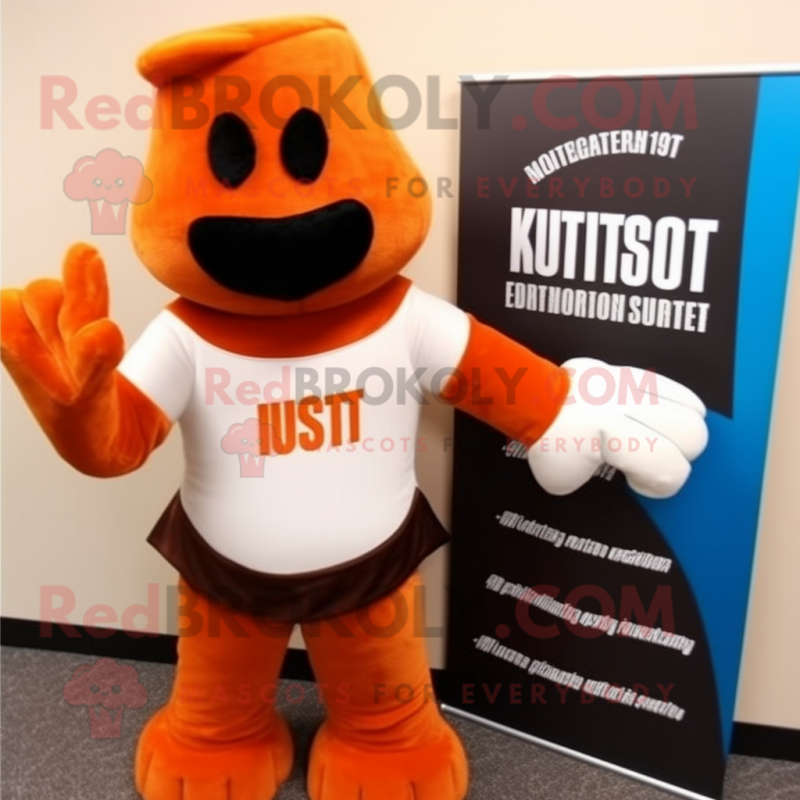 Rust Attorney mascot costume character dressed with T-Shirt and Mittens