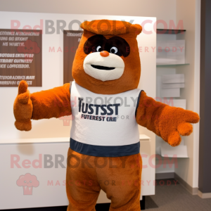 Rust Attorney mascot costume character dressed with T-Shirt and Mittens