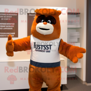 Rust Attorney mascot costume character dressed with T-Shirt and Mittens