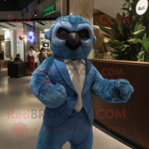 Blue Sloth mascot costume character dressed with Suit Jacket and Ties