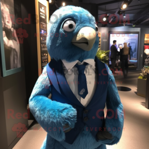 Blue Sloth mascot costume character dressed with Suit Jacket and Ties