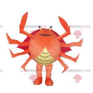 Mascotte de crabe orange rouge et jaune géant très réussi -