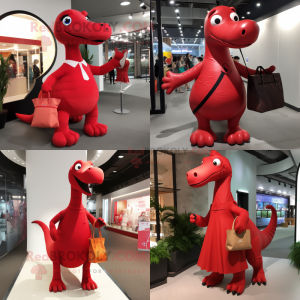 Rød Diplodocus maskot...