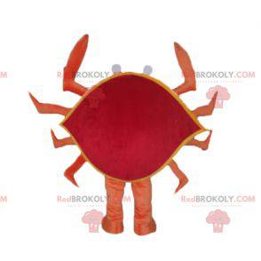 Mascote caranguejo gigante vermelho e amarelo alaranjado de