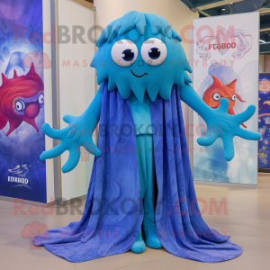 Blauwe medusa mascotte...