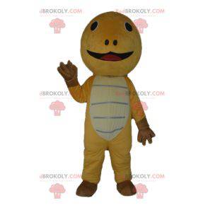 Mascote tartaruga amarela marrom e bege muito fofa -