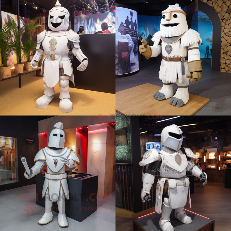 White medieval knight mascot costume character dressed with Tank Top and Hairpins White medieval knight mascot costume character dressed with Tank Top and Hairpins