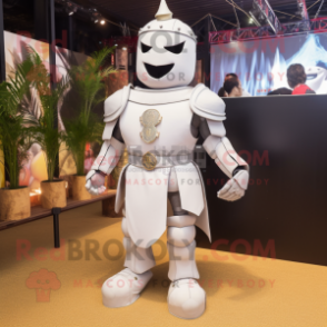 White medieval knight mascot costume character dressed with Tank Top and Hairpins
