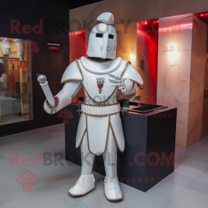 White medieval knight mascot costume character dressed with Tank Top and Hairpins