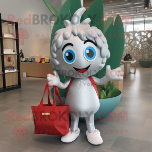 Silver Cherry mascot costume character dressed with Bikini and Tote bags
