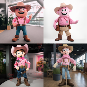 Pink Cowboy maskot kostume...