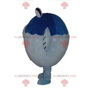 Big giant blue and white fish mascot - Redbrokoly.com
