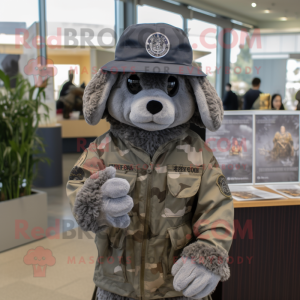 Gray Navy SEAL mascot costume character dressed with Blouse and Hats