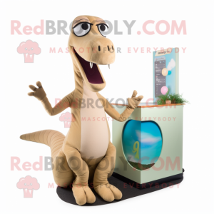 Beige loch ness monster mascot costume character dressed with Tank Top and Hairpins